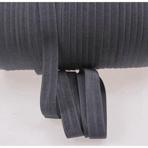 T.R RIBBON #077 Charcoal 5/8" FOE elastic, solid Fold Over Elastic FOE for Headbands 50yards and 100yards/lot