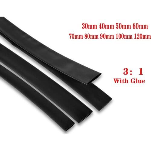 5Meter 3:1 Heat Shrink Tube with Glue Polyolefin Cable Wire Tubing Sleeving Dia 30mm 40 50 60 70 80 90 100 120mm Black