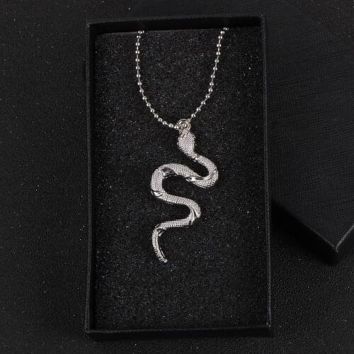 2020 Trendy Animal Snake Pendant Necklace Men Women Punk Rock Silver Color Collier Serpent 18" Ball Chain Choker Necklace