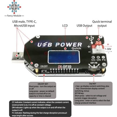 Diymore ZK-DP3D USB CC/CV DC-DC 4 -13V to 1-30V 15W LCD Digit Adjustable Step Up Boost Power Supply Module Mobile Fan Governor