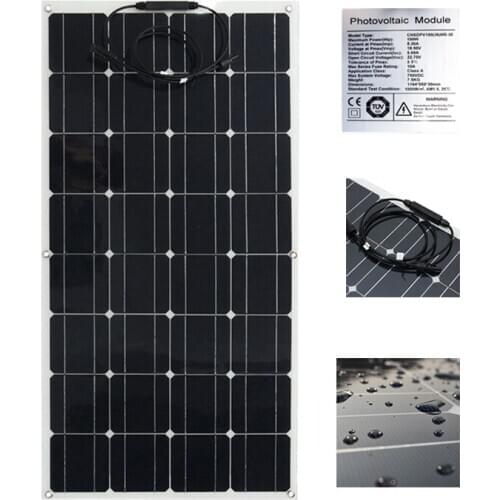 Waterproof and portable 12V 100W Solar Panel 18V 100W Monocrystaline Solar Cells Solar Panel for Car Yacht RV Battery Charger