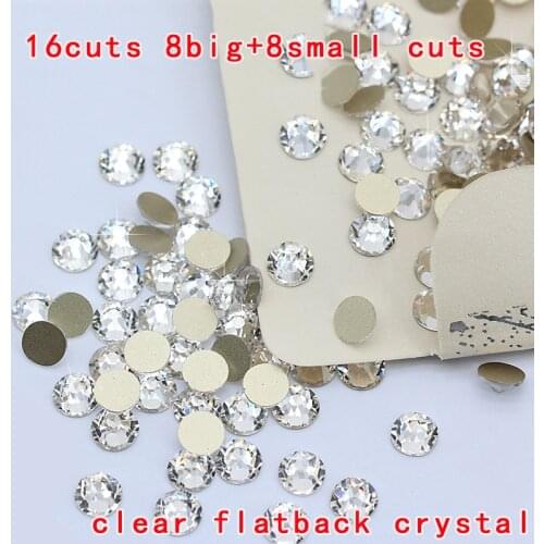 Top quanlity ss10-ss40 16 facets Glitter Rhinestones Crystal clear Non HotFix FlatBack Garment stone Nail Art Decorations Beads
