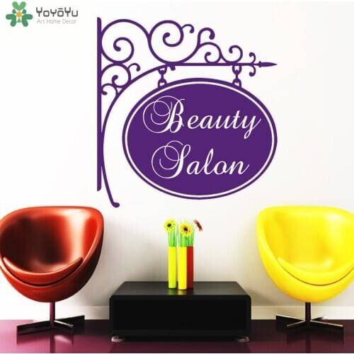 YOYOYU Girls Beauty Salon Wall Stickers Salon Sign Window Decals Hairdressing Wall Decal Removable Haircut Interior Decor SY513