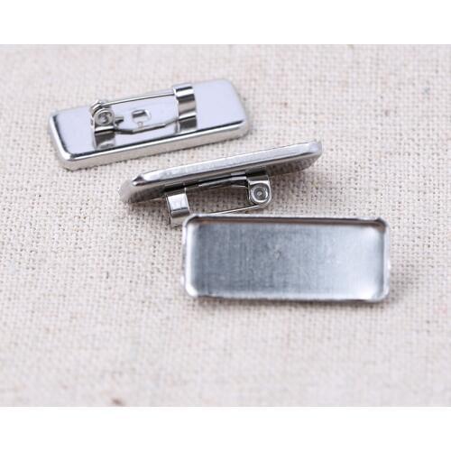 Reidgaller 10pcs fit 10x25mm rectangle cabochon brooch base trays diy stainless steel blank brooches setting pin backs