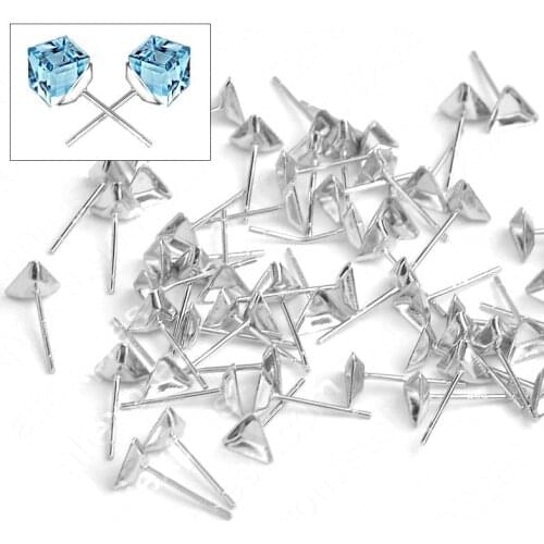 Wholesale 100PCS 925 Sterling Silver Ear Pin Pairs Stud Earrings Findings Earring Pins /Needles
