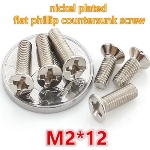 1000pcs m2*12 carbon steel with nickel plated phillip cross recessed head mini micro electronic screw machine screw