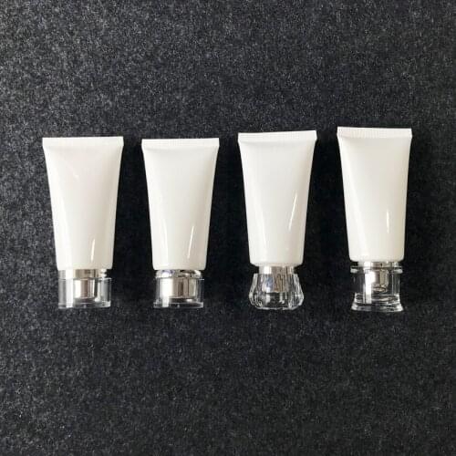20pcs 50g Mini Gold screw cap Women Perfume White Soft Tube Empty Clear Cosmetic Cream Lotion Shampoo Facial Cleanser Containers