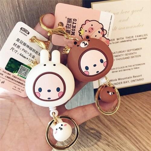 2021 Cartoon Animal Elastic Key Chain Stretch Key Rope Retractable Elastic Key Chain Car Bag Pendant Gift Wholesale