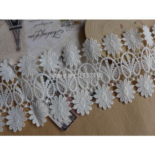 5 Yards White Venice Lace Trim With Daisy Flower Hollow Out Lace Fabric Sewing Trim Costume Design, Home Decor 9.5cm Width