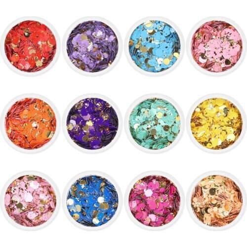 50Grams 12 Colors Gold Chunky Mix Glitter - Vampire Candy* Chunky Metallic for Nail Art * polyester*Metallic Pastel Glitter