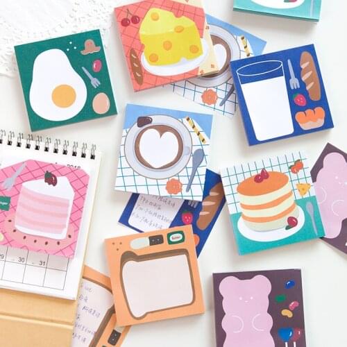 50 Sheets Kawaii Korean Stationery Milk Bread Memo Pad Girl Daily DIY Notepad Sticky Notes Escolar Papelaria School Supply