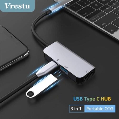 3 in 1 Alloy Type C HUB Adapter USB C to USB 4K UHD Hdmi-compatible PD Charging Port Converter for Computer Notebook Macbook Pro