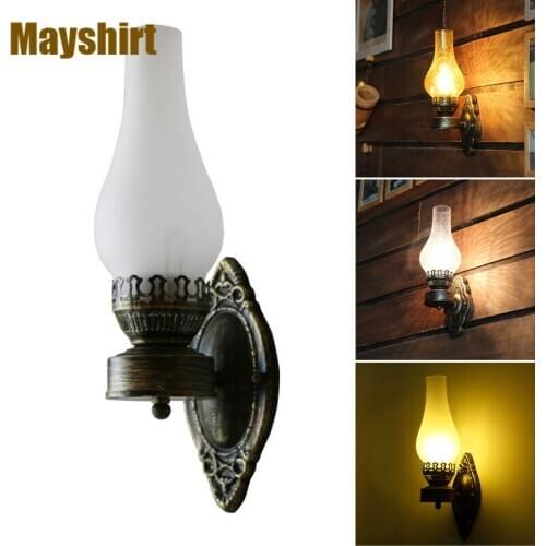 American Retro Kerosene Lamp Vintage Glass Wall Lamp Bedroom Bedside Sconce Wall Lights for Home Lighting Bar Industrial Decor