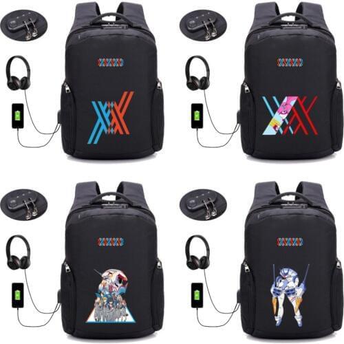 Anime DARLING in the FRANXX backpack USB charging Backpack student book bag School Bag Mochila men travelling Bags 14 style