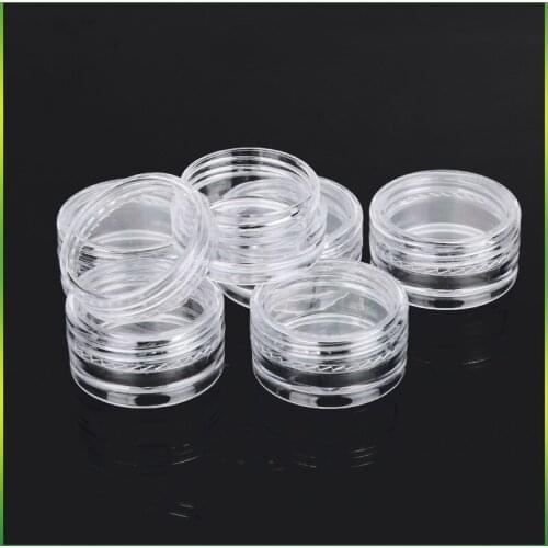 10Pcs Cosmetic Jar Transparent round Small Empty Cosmetic Refillable Bottles Plastic Eyeshadow Makeup Face Cream Container