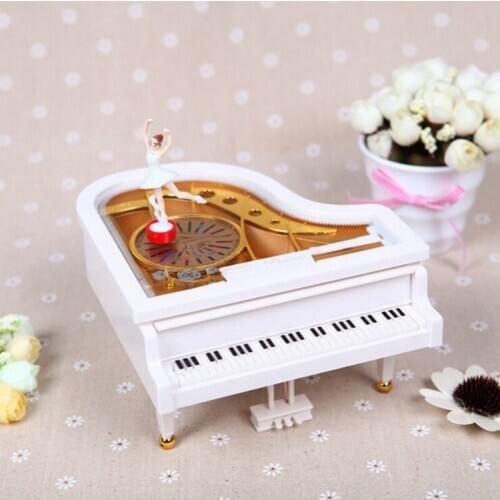 White piano music box creative rotating ballet girl music box friend couple gift
