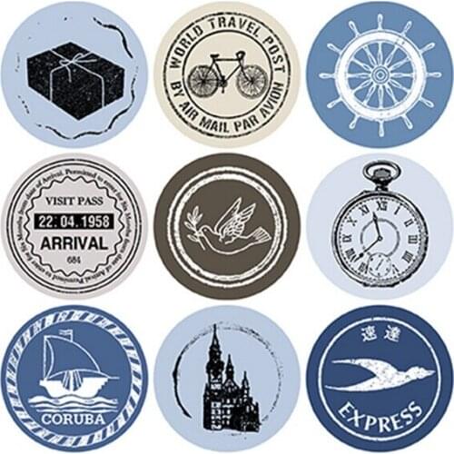 Free shipping 30pack ILLUST retro round sealing sticker Vintage Romantic Pattern Round Variety Scrapbooking Diy Diary Album