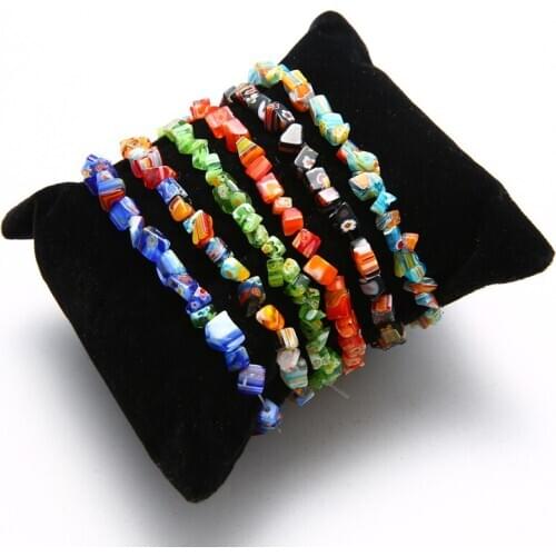 Bohemian Multicolor Elastic Natural Stone Beads Bracelets Handmade Strand Charm Bracelet Friendship Couple Jewelry