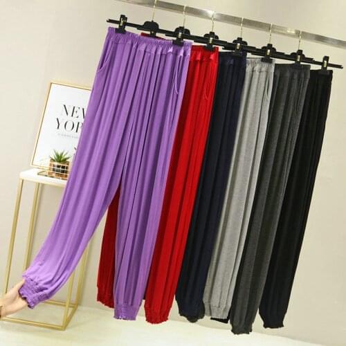 Modal Harem Pants Women Long Trousers Elastic Big Size High Waist Solid Color Pant Casual Loose Summer Yoga Clothes