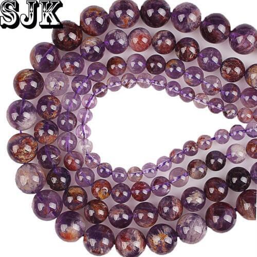 Natural Stone Beads Purple Ghost Crystal Multi-inclusions Crystal Crack Phantom Loose Beads For Jewelry Making 6 8 10 12mm