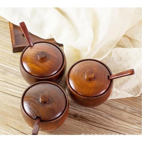 Household kitchen utensils spoon cover seasoning chili oil seasoning pot set salt pot creative Japanese seasoning box