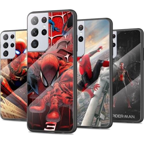 Iron Spider Avengers Tempered Glass Cover For Samsung Galaxy S21 Plus Ultra M21 M31 M51 A52 A72 Phone Case Coque