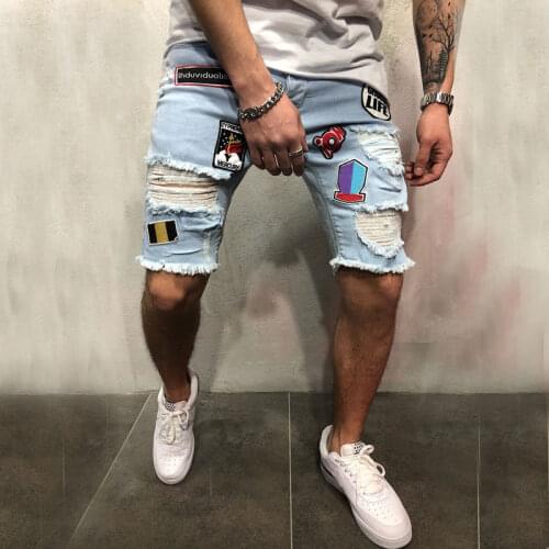 New Fashion Mens Ripped Short Jeans Brand Clothing Bermuda Summer 100% Cotton Shorts Breathable Denim Shorts pants elastic Male