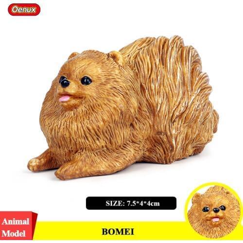 Oenux Classic Lovely Pomeranian Dog Animal Model Kawaii Pet Dog Action Figures PVC Home Decoration Educational Toy For Kids Gift