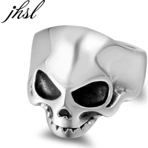 JHSL Men Rings Big Large Punk Skull Skeleton Stainless Steel Fashion Jewelry Cocktail Party Gift Size 7 8 9 10 11 12