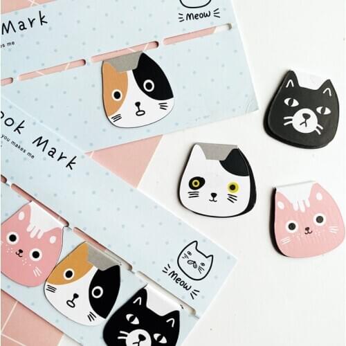 4pcs/Set Meow Cat Magnetic Bookmarks Books Marker of Page Stationery