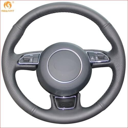 MEWANT Black Artificial Leather Car Steering Wheel Cover for Audi A1 A3 A5 A7 Interior Accessories Parts
