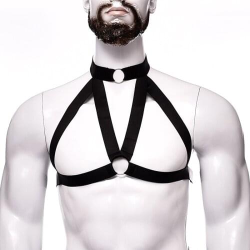 Male Lingerie Elastic Body Harness Men Adjustable Fetish Gay Clothing Sexy Body Cage Chest Harness Belt Strap Punk Rave Costumes