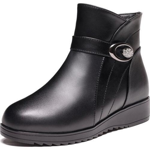 New Fashion Winter Wool Boots Women Shoes Warm Snow Boots 2019 Large Size Plus Velvet Ankle Boots Flat Non-slip Women Boots