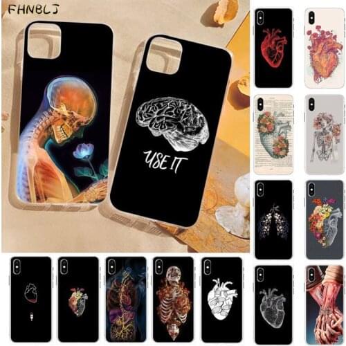 FHNBLJ Medical Human Organs Brain Cover Black Soft Shell Phone Case for iPhone 8 7 6 6S Plus X 5S SE 2020 XR 11 pro XS MAX
