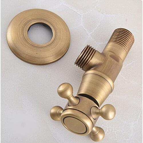 One Retro Antique Brass Bathroom Hardware Accessories 1/2" male Angle Stop Valve Dav347