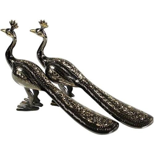 Trinket Peacock 2 Piece Handmade Engraved Brass Miniature Gift Ornament Quality Durable Material Decorative Stylish Home Office