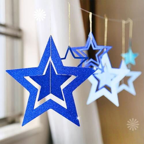 Paper Star Shape String Pendant Garland Baby Shower Bunting Hanging Paper Ornament Happy Birthday Wedding Party Home Decoration