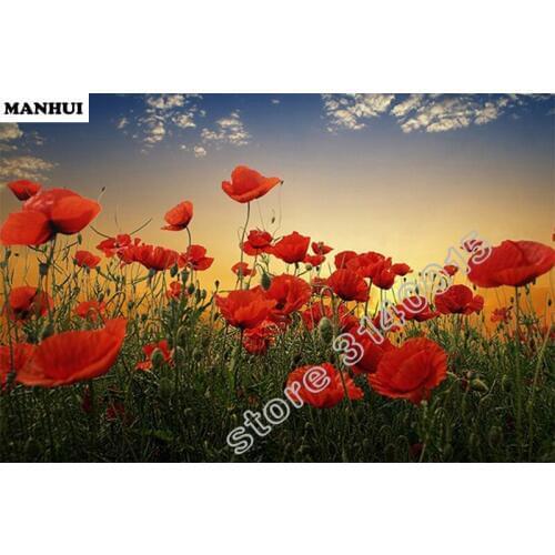 Full Square Diamond 5D DIY Diamond Painting Red flowers Embroidery Cross Stitch Rhinestone Mosaic Painting BEC108