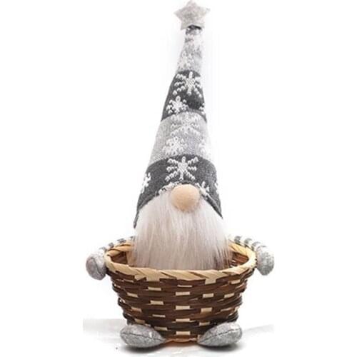 Christmas Ornaments Faceless Old Man Candy Basket Bamboo Small Holding Basket Creative Home Gifts
