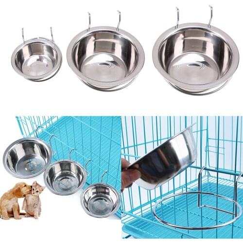 S/M/L Dog Cat Feeder Durable Stainless Steel Bowls Convenient Food Water Feeding Dish Indoor Outdoor Pets Supplies Silver