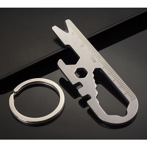 Sanrenmu Multifunctional EDC Tool Kit Keychain with Bottle Opener Wrench Spoke Spanner Nail Puller Ruler GJ033Z