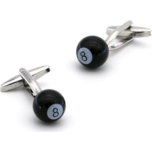 Mens Pool Eight Ball Cuff Links Copper Material Black Color Snooker
