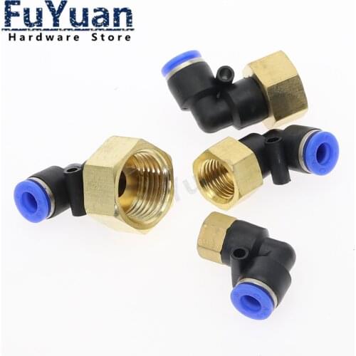 PLF" Hose OD 4-12mm - Internal Thread M5'' 1/8'' 1/4'' 3/8'' 1/2'' Pneumatic Female Elbow Connector Tube Air Push In Fitting
