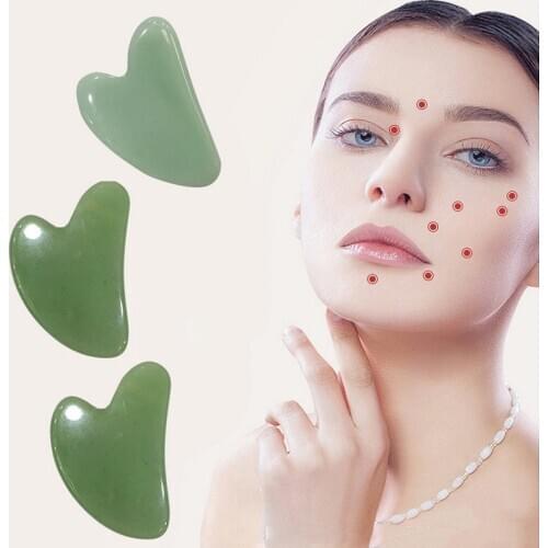 Natural Jade Gua Sha Board Anti Cellulite Facial Slimming Lifting Anti-Wrinkle Beauty Gouache Scraper Muscle Face Massage Roller