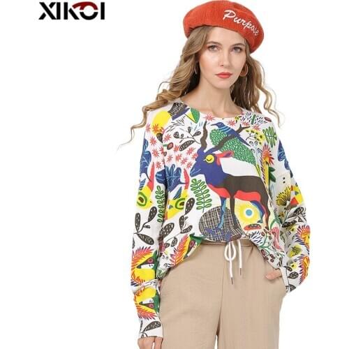 XIKOI Fashion Novel Animal Print Sweater For Women Winter Long Sweater Oversized Pullovers Casual Knitted Plus Size Jumper Top