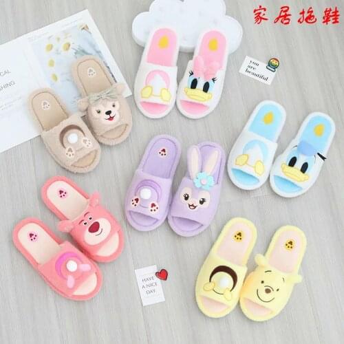 Disney Mickey mouse cartoon slippers female plush home shoes slippers cute non-slip home shoes indoor slippers