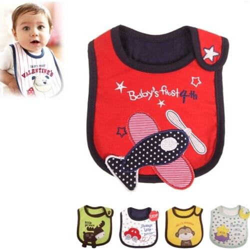 UNIKIDS Wholesale 2015 Baby Girl Boy Towel Saliva Waterproof New Kids Animal Cartoon Pattern 3 Layer Toddler Lunch Bibs Burp Clo