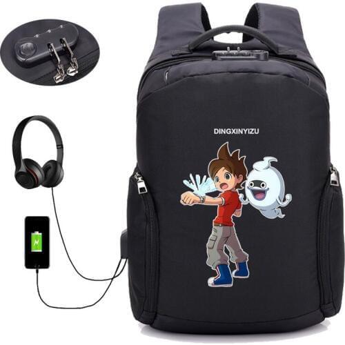 Japan anime Yo-Kai Watch backpack USB charging teenager Laptop computer backpack student bookbag men travel backpack