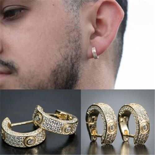 YOUHAOCC New Style Full Set Zircon Earrings Mens Earrings Hip Hop Trend Earrings Hoop Earrings Allergy Prevention Earrings