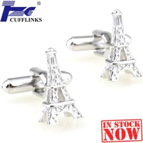 Siver Tower Cufflink Cuff Link 2 Pairs Free Shipping Promotion